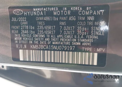 2022 Hyundai Tucson Hybrid Blue from USA, damaged, VIN KM8JBCA15NU079197
